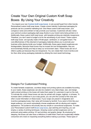 Create Your Own Original Custom Kraft Soap Boxes  By Using Your Creativity