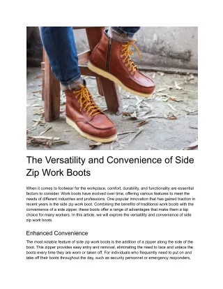 The Versatility and Convenience of Side Zip Work Boots