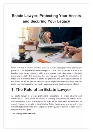 Estate Lawyer Protecting Your Assets and Securing Your Legacy