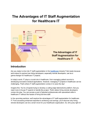 The Advantages of IT Staff Augmentation for Healthcare IT