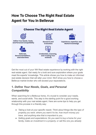 How To Choose The Right Real Estate Agent for You In Bellevue