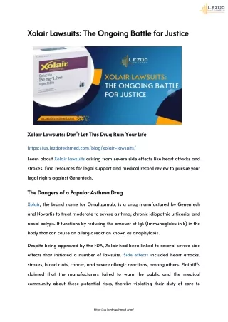 Xolair Lawsuits: Don't Let This Drug Ruin Your Life