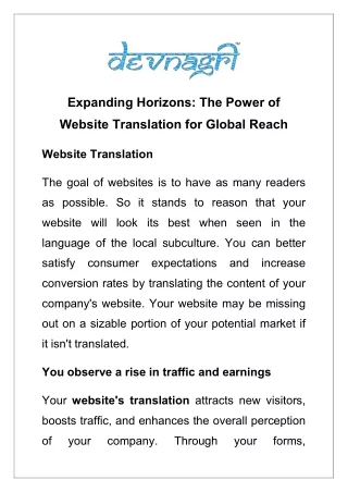 Expanding Horizons: The Power of Website Translation for Global Reach