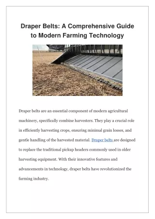 Draper Belts A Comprehensive Guide to Modern Farming Technology