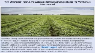 View Of Benedict T Palen Jr And Sustainable Farming And Climate Change The Way They Are Interconnected