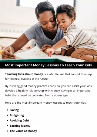 Most Important Money Lessons To Teach Your Kids