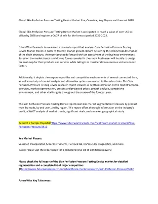 Skin Perfusion Pressure Testing Device Market