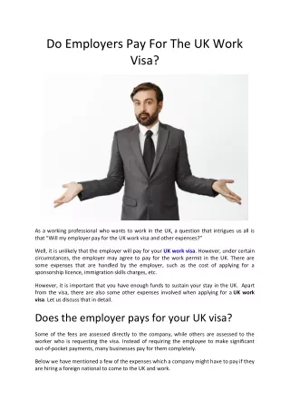 Do Employers Pay For The UK Work Visa