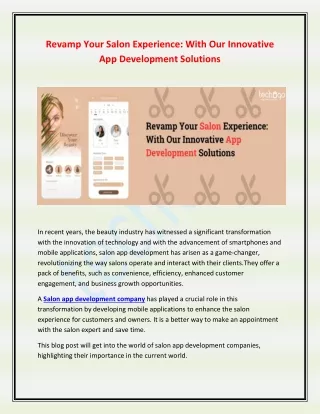 Revamp Your Salon Experience With Our Innovative App Development Solutions