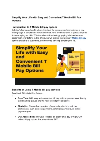 Simplify Your Life with Easy and Convenient T Mobile Bill Pay Options