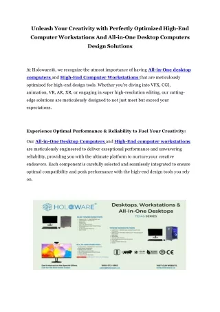 Perfectly Optimized High-End Computer Workstations And All-in-One Desktop Computers