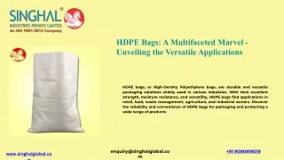 HDPE Bags A Multifaceted Marvel - Unveiling the Versatile Applications