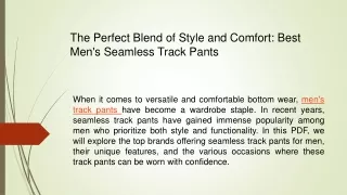 The Perfect Blend of Style and Comfort: Best Men's Seamless Track Pants