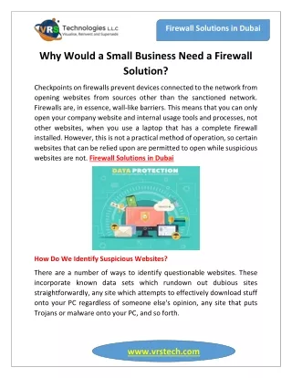 Why Would a Small Business Need a Firewall Solution?