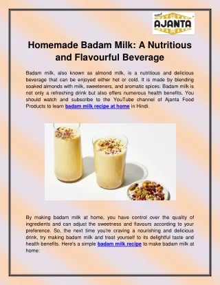 Badam Milk Recipe at Home