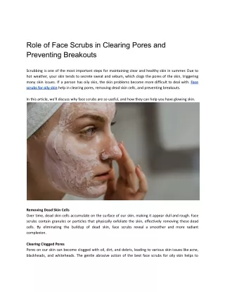 Role of Face Scrubs in Clearing Pores and Preventing Breakouts