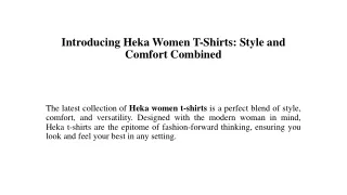 Introducing Heka Women T-Shirts: Style and Comfort Combined