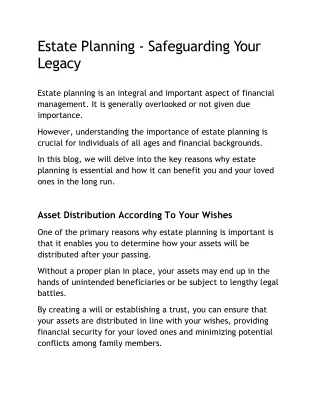 Estate Planning Safeguarding  Your Legacy