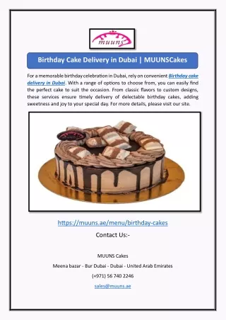 Birthday Cake Delivery in Dubai | MUUNSCakes