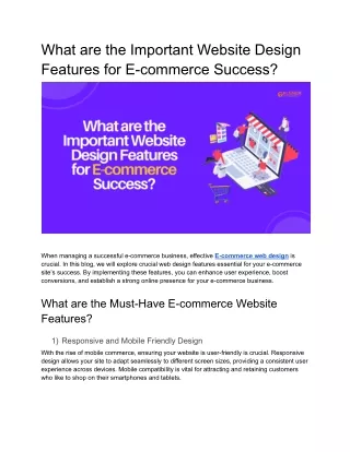 What are the Important Website Design Features for E-commerce Success?