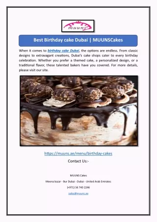 Best Birthday cake Dubai | MUUNSCakes