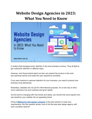 Website Design Agencies in 2023: What You Need to Know