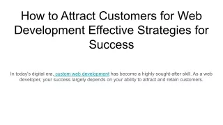 How to Attract Customers for Web Development Effective Strategies for Success