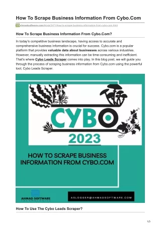 How To Scrape Business Information From CyboCom