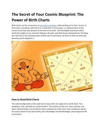 The Secret of Your Cosmic Blueprint: The Power of Birth Charts