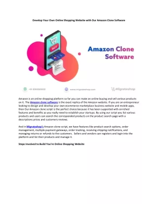 Amazon Clone Software: Develop you’re Online Store Successfully