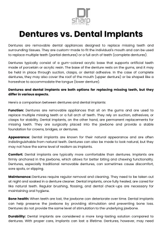 Dentures vs. Dental Implants