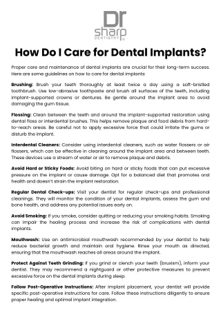 How Do I Care for Dental Implants