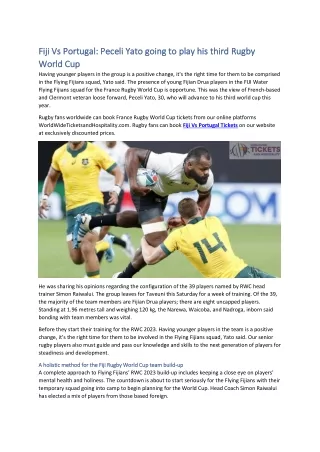 Fiji Vs Portugal Peceli Yato going to play his third Rugby World Cup