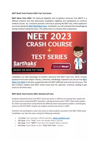 NEET Mock Tests Practice 2024