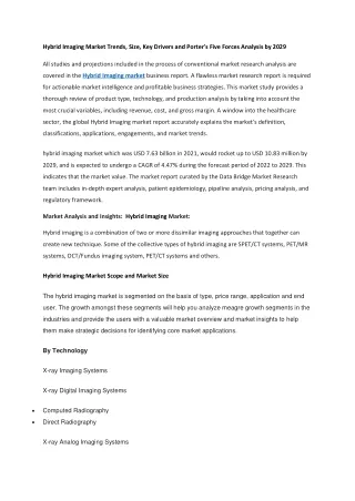 Hybrid Imaging Market Trends, Size, Key Drivers and Porter's Five Forces Analysis by 2029
