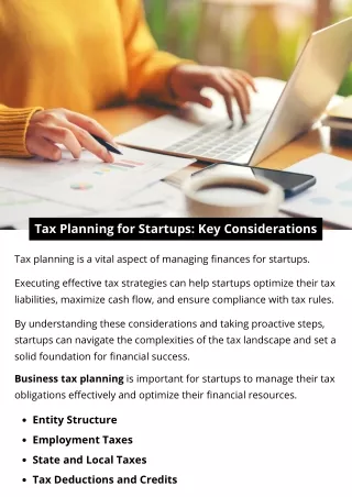 Tax Planning for Startups: Key Considerations