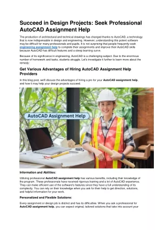 AutoCAD Assignment Help