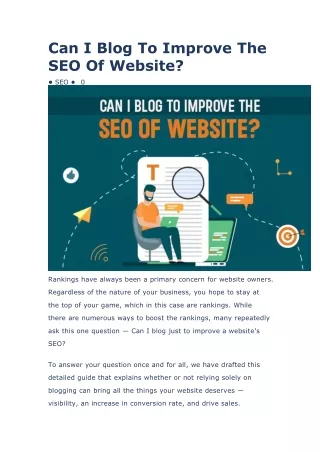 Can blogging improve the SEO of the website