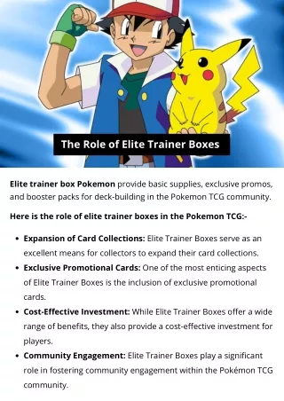 The Role of Elite Trainer Boxes