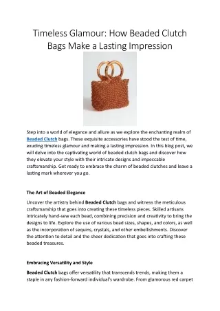 Timeless Glamour How Beaded Clutch Bags Make a Lasting Impression