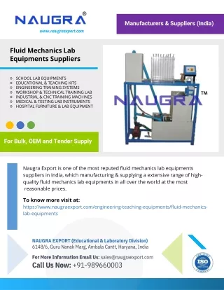 Fluid Mechanics Lab Equipments Suppliers