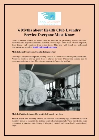 Contact the Best Health Club Laundry Services