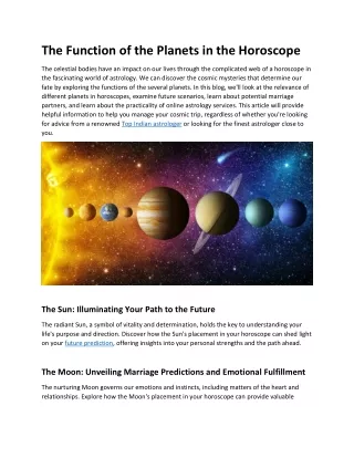 The Function of the Planets in the Horoscope