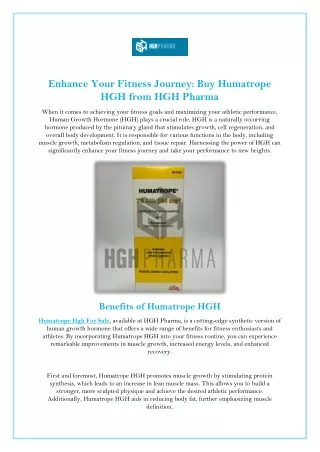 Humatrope Hgh For Sale HGHPharma