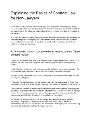 Explaining the Basics of Contract Law for Non-Lawyers