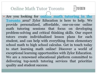 Online Math Tutor Toronto| Zylor Education