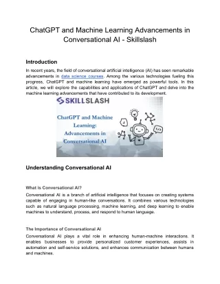 ChatGPT and Machine Learning Advancements in Conversational AI - Skillslash