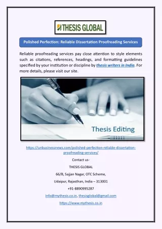 Reliable Dissertation Proofreading Services