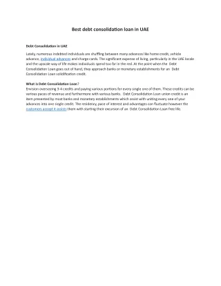 Best debt consolidation loan in UAE