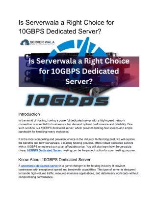 Is Serverwala a Right Choice for 10GBPS Dedicated Server_